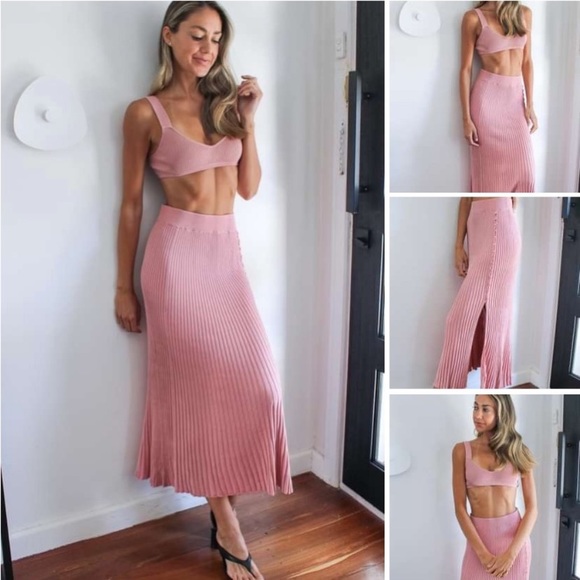 NWT Hansen and & Gretel ANOUK BRA designer ribbed knit crop top bralette pink - Picture 2 of 12